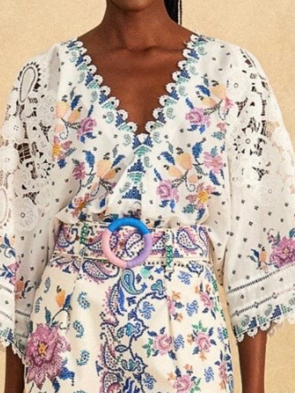 Farm Rio white floral bodysuit